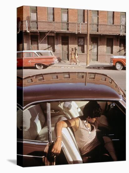 1970s America, a Chicano Teenager in the Barrio Area of El Paso, Texas, 1973-null-Stretched Canvas