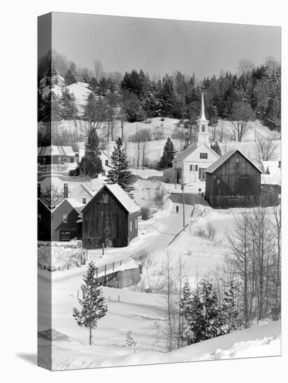 1970s Winter Scenic of Waits River Junction Vermont-null-Premier Image Canvas