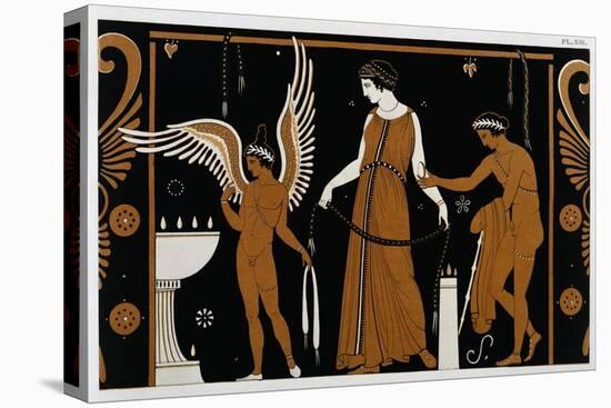 19th Century Greek Vase Illustration of Eros Before an Altar with a Woman-Stapleton Collection-Premier Image Canvas