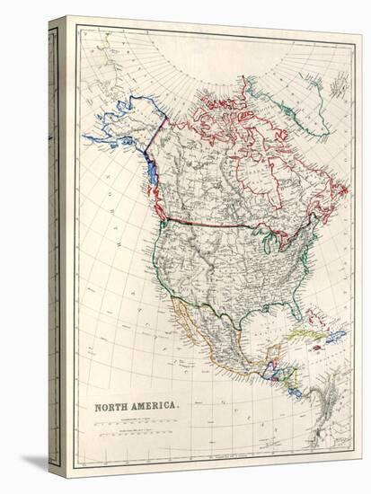 19Th Century Map Of North America-Tektite-Stretched Canvas