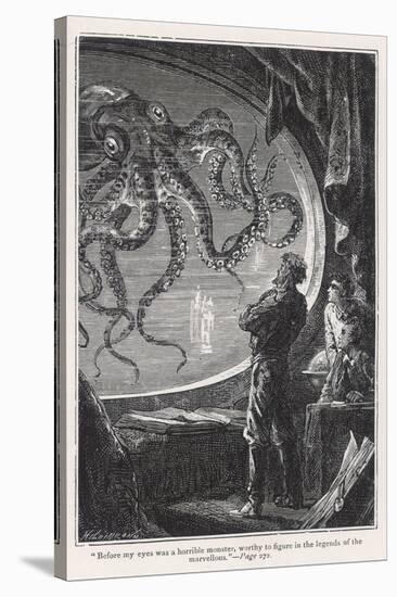 20,000 Leagues Under the Sea: Giant Squid Seen from the Safety of the Nautilus-Hildebrand-Premier Image Canvas