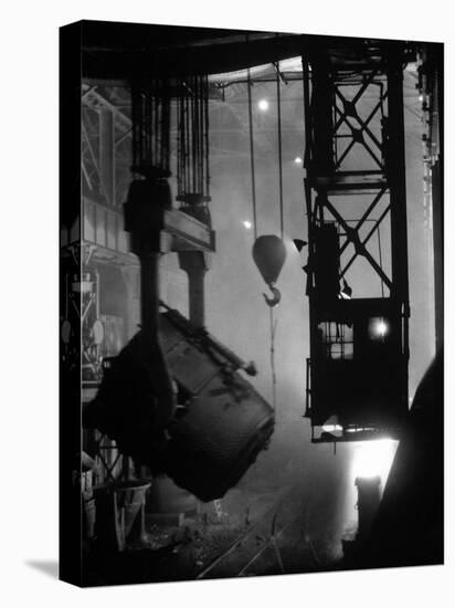 200-Ton Ladle at Work Near Blast Furnace in the Otis Steel Mill-Margaret Bourke-White-Premier Image Canvas