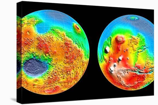 3-D Topography of Mars-null-Premier Image Canvas
