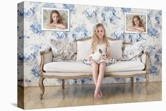 3 Little Girls and a White Rabbit-Victoria Ivanova-Premier Image Canvas