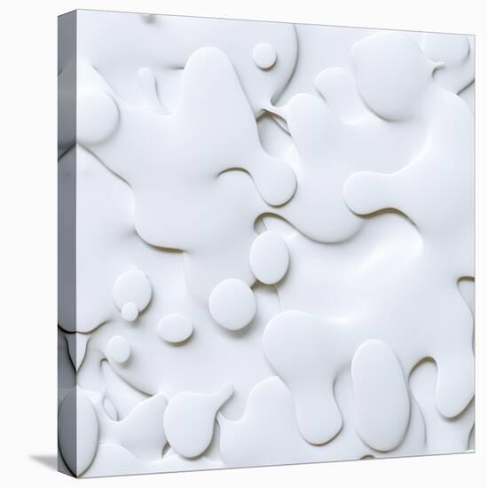 3D Abstract Wavy Background, White Paper Cut Shapes-wacomka-Stretched Canvas