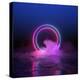 3D Render, Abstract Background, round Portal, Pink Blue Neon Lights, Virtual Reality, Circles, Ener-null-Stretched Canvas