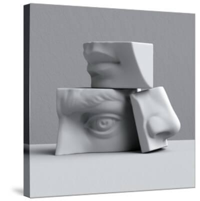 3d render digital illustration abstract alabaster blocks eye nose lips mouth anatomy sculptu by wacomka