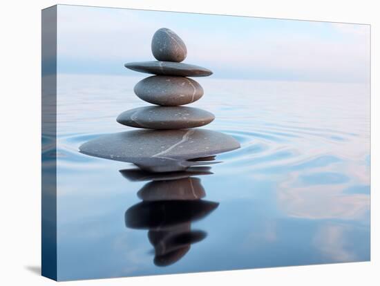 3D Rendering of Zen Stones in Water with Reflection - Peace Balance Meditation Relaxation Concept-f9photos-Premier Image Canvas