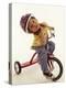 4 Year Old Boy Posing on His Tricycle, New York, New York, USA-Paul Sutton-Premier Image Canvas