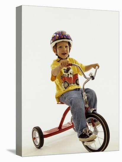 4 Year Old Boy Posing on His Tricycle, New York, New York, USA-Paul Sutton-Premier Image Canvas