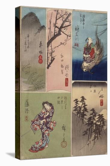 4ème vue : Kanagawa ; 5ème vue : Hodogaya ; 6ème : Totsuka ; 7ème vue : Fujisawa ; 8ème vue :-Ando Hiroshige-Premier Image Canvas