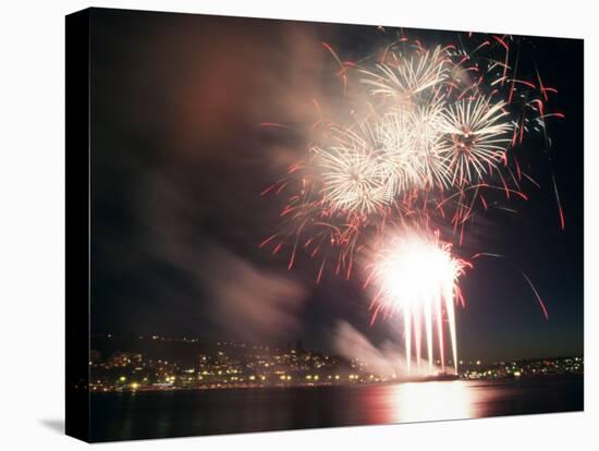4th of July Fireworks over Lake Union in Seattle, Washington, USA-William Sutton-Premier Image Canvas