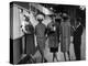 5 Models Wearing Fashionable Dress Suits at a Race Track Betting Window, at Roosevelt Raceway-Nina Leen-Premier Image Canvas