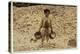 5 Year Old Migrant Shrimp-Picker Manuel in Front of a Pile of Oyster Shells-Lewis Wickes Hine-Premier Image Canvas