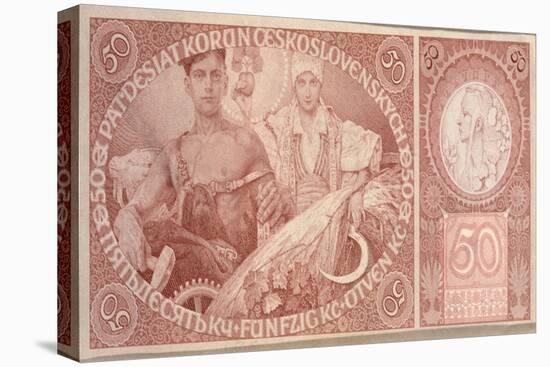 50 Crown Banknote of the Republic of Czechoslovakia, 1931-Alphonse Mucha-Premier Image Canvas