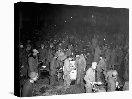 5th U.S. Marine Regiment Has Thanksgiving Dinner of Turkey, Pumpkin Pie and Trimmings-null-Stretched Canvas