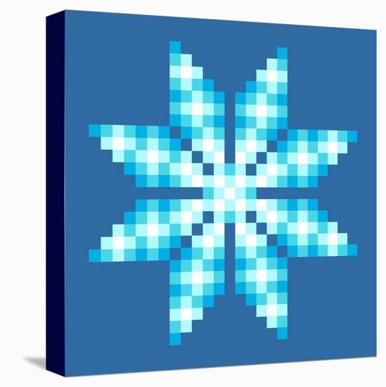 8-Bit Pixel Crystalline Snowflake-wongstock-Stretched Canvas