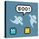 8-Bit Pixel Ghosts Say Boo-wongstock-Stretched Canvas