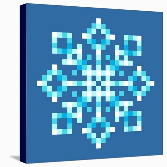 8-Bit Pixel Snowflake-wongstock-Stretched Canvas