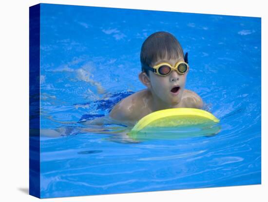 9 Year Old Boy Swimming in Pool, Kiamesha Lake, New York, USA-Paul Sutton-Premier Image Canvas