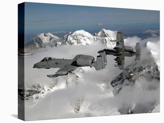 A-10 Thunderbolt II's Fly Over Mountainous Landscape-Stocktrek Images-Premier Image Canvas