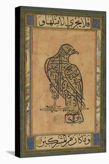 A 19th Century Persian Calligraphic Inscription in the Shape of a Falcon-null-Premier Image Canvas