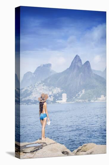 A 20-25 Year Old Young Brazilian Woman Standing on the Arpoador Rocks-Alex Robinson-Premier Image Canvas