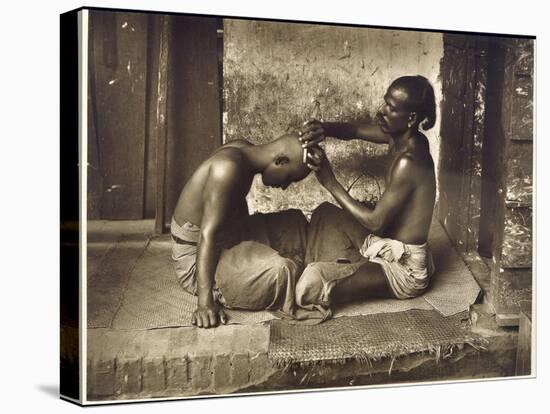 A Barber at Work in Ceylon (Sri Lanka)-null-Premier Image Canvas
