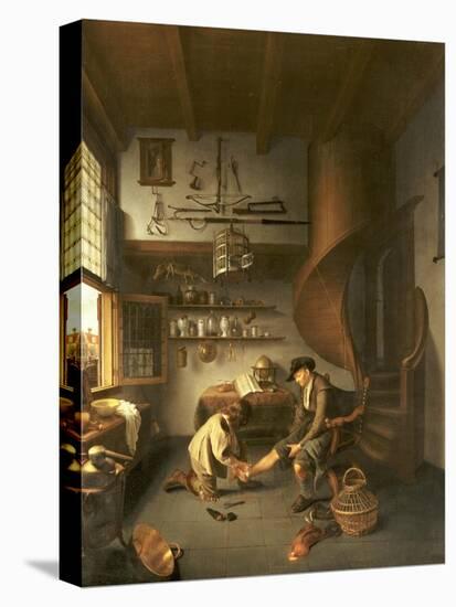 A Barber Surgeon Tending a Peasant's Foot, circa 1650-Isaack Koedijck-Premier Image Canvas