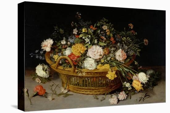 A Basket of Flowers, C.1625 (Oil on Wood)-Jan the Younger Brueghel-Premier Image Canvas