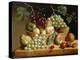 A Basket of Grapes, Apples, Peaches and other Fruit on a Ledge-null-Premier Image Canvas