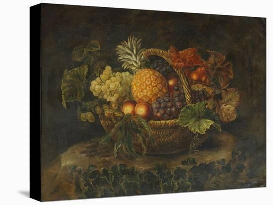 A Basket of Grapes, Peaches and a Pineapple on a Rock in a Landscape-Alfrida Vilhelmine Ludovica Baadsgaard-Premier Image Canvas