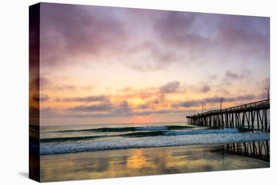 A Beautiful Cloudy Sunrise Captured at the Virginia Beach Fishing Pier-Scottymanphoto-Premier Image Canvas