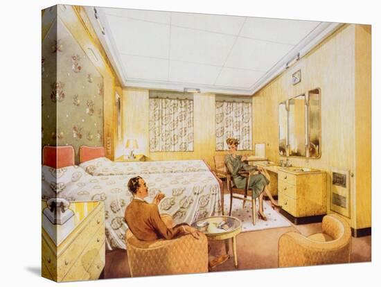 A Bedroom Aboard Rms 'Caronia', C.1950-null-Premier Image Canvas