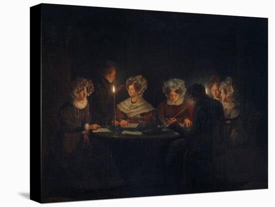A Biedermeier 'Tischgesellschaft' (Table Society) Playing a Parlour Game by Candlelight, 1829-Petrus van Schendel-Premier Image Canvas