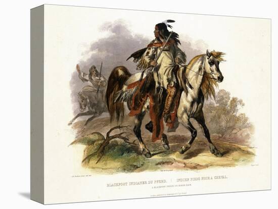 A Blackfoot Indian on Horseback, Plate 19 from Volume 1 of Travels in the Interior of North America-Karl Bodmer-Premier Image Canvas