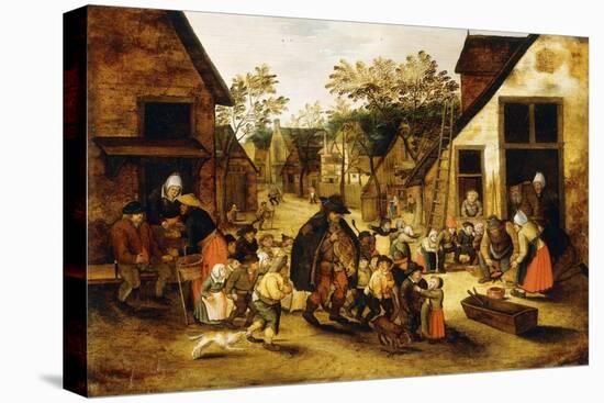 A Blind Hurdy-Gurdy Player Surrounded by Children in a Village, C.1610-Pieter Brueghel the Younger-Premier Image Canvas