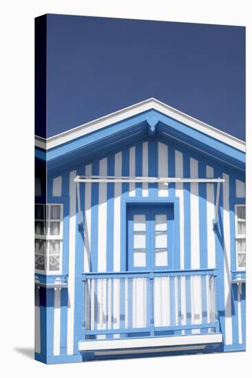 A Blue Candy-Striped Beach House in Costa Nova, Beira Litoral, Portugal-Julian Castle-Stretched Canvas