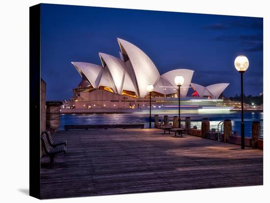 A Boat Passes by the Sydney Opera House, UNESCO World Heritage Site, During Blue Hour-Jim Nix-Premier Image Canvas