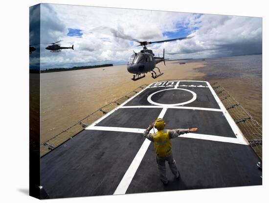 A Brazilian Eurocopter Prepares to Land Aboard a Brazilian Navy Hospital Ship-Stocktrek Images-Premier Image Canvas