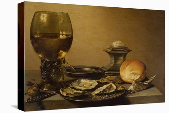 A Breakfast Still Life of Oysters, Salt Bread and Nuts-Pieter Claesz-Premier Image Canvas