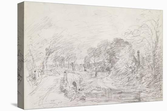 A Bridge Near Salisbury Court, C.1829 (Graphite on Paper)-John Constable-Premier Image Canvas