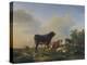 A Bull, a Cow, a Donkey, a Goat, a Dog, Sheep and Poultry in an Extensive Landscape, 1849-Joseph Bail-Premier Image Canvas