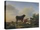 A Bull, a Cow, a Donkey, a Goat, Sheep and Poultry in an Extensive Landscape, 1849-Eugene Joseph Verboeckhoven-Premier Image Canvas