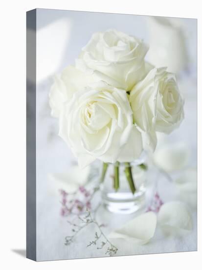 A Bunch of White Roses in a Glass Vase-Ira Leoni-Premier Image Canvas