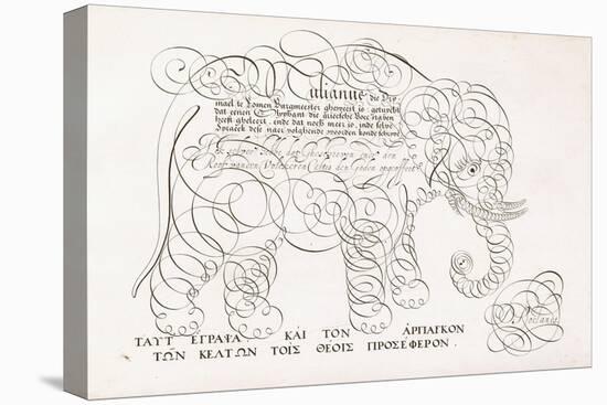 A Calligraphic Design of an Elephant, 1616-1617 and Late 17th Century-null-Premier Image Canvas