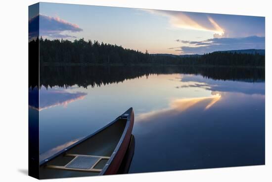 A Canoe on Little Berry Pond in Maine's Northern Forest. Sunset-Jerry & Marcy Monkman-Premier Image Canvas