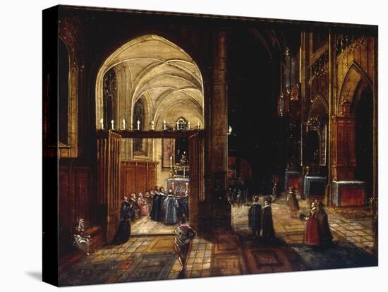 A Capriccio View of a Gothic Cathedral Interior with a Mass being Celebrated in a Side Chapel, 1630-Hendrik van Steenwyck-Premier Image Canvas