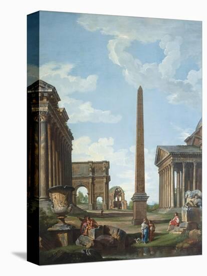 A Capriccio with Roman Ruins and a Scene from the Life of Belisarius-Giovanni Paolo Panini-Premier Image Canvas