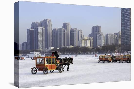 A Carriage on the Icebound Songhua River in Harbin, Heilongjiang, China, Asia-Gavin Hellier-Premier Image Canvas